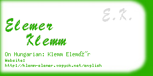 elemer klemm business card